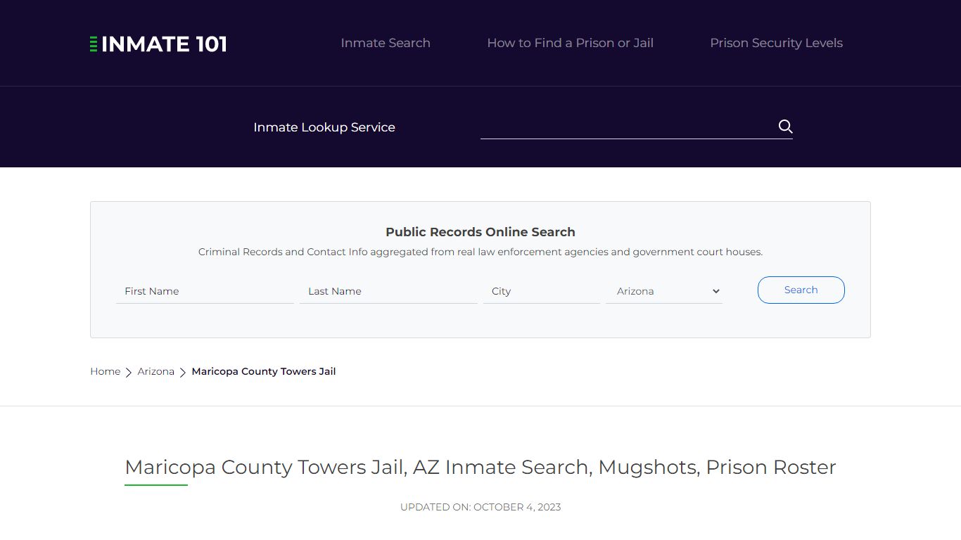 Maricopa County Towers Jail, AZ Inmate Search, Mugshots, Prison Roster ...